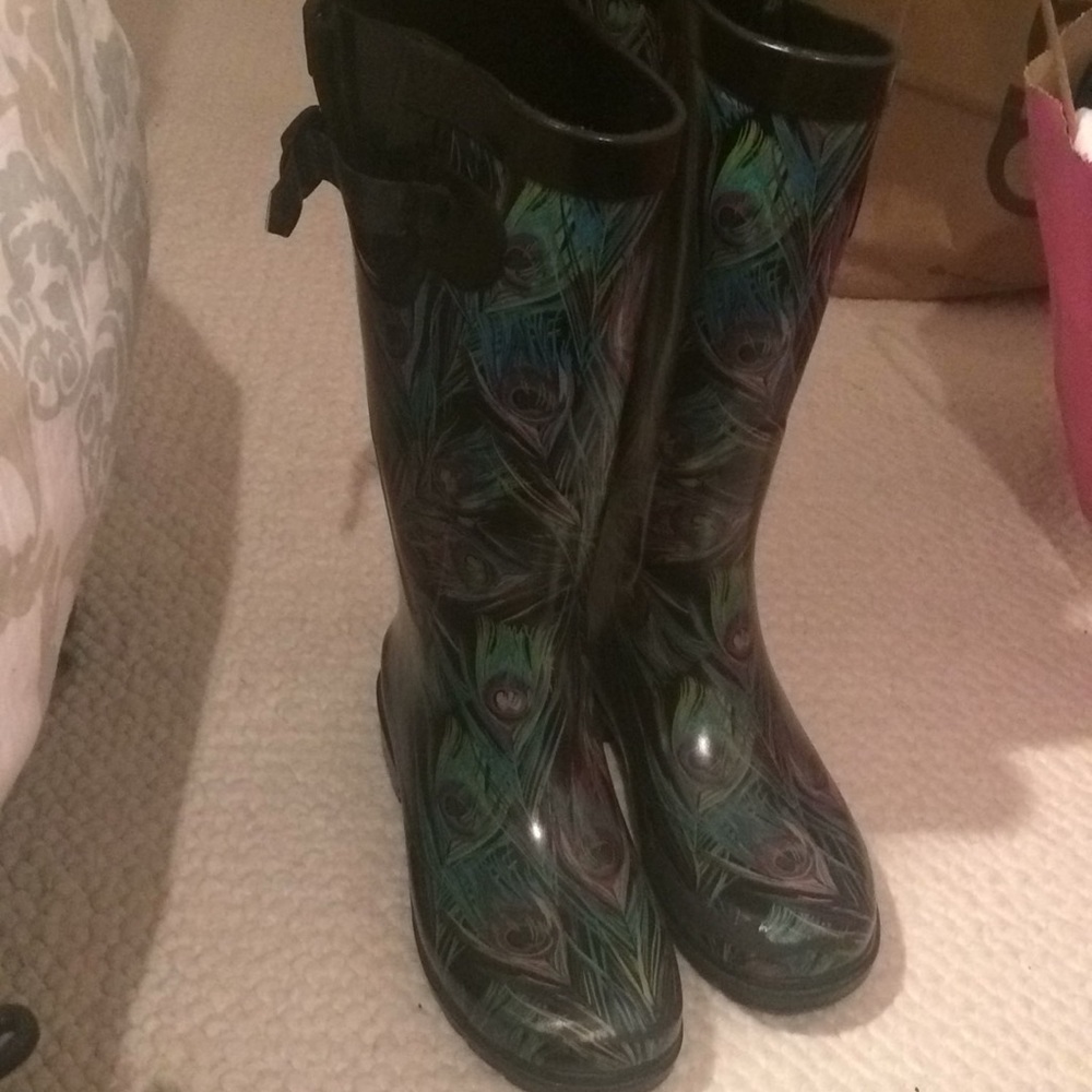 Peacock Print Rain boots